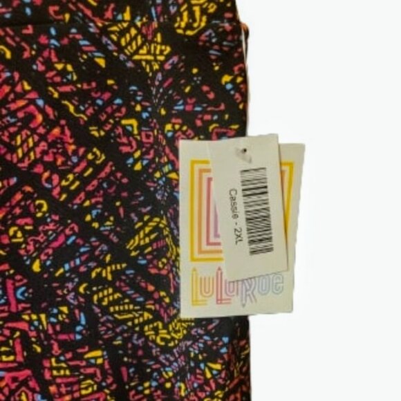 LuLaRoe Black, Pink, Blue and Yellow Geometric Pattern Cassie Skirt Size 2XL NWT - Picture 2 of 4